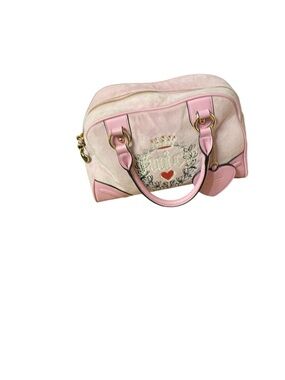 Juicy couture retro vibe dusty blush Pink Embroidered Satchel with Heart Accent